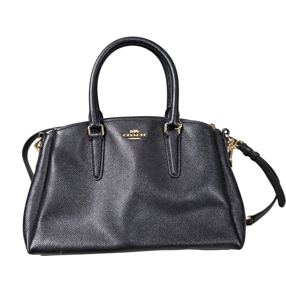 Coach Kelsey Satchel Women Small Black Excellent Crossgrain Leather F28977